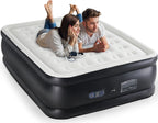 Double Height Inflatable Air Mattress with Built In Pump Non Slip Air Bed for Home and Camping