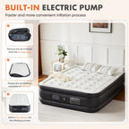 Double Height Inflatable Air Mattress with Built In Pump Non Slip Air Bed for Home and Camping