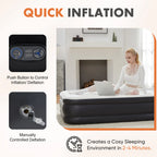 Double Height Inflatable Air Mattress with Built In Pump Non Slip Air Bed for Home and Camping