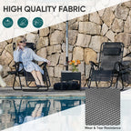 Zero Gravity Set of 2 Folding Lounge Chairs with Cup Holder Trays, Adjustable Pillow, Camping and Poolside Accessory, Outdoor Design