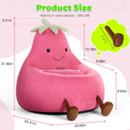 Modern Beanbag Chair for 24/31 Inch Padded Toddler Sofa with High Rebound Memory Foam Beige Purple Eggplant Design Perfect for Reading Gaming or Lounging
