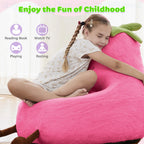 Modern Beanbag Chair for 24/31 Inch Padded Toddler Sofa with High Rebound Memory Foam Beige Purple Eggplant Design Perfect for Reading Gaming or Lounging
