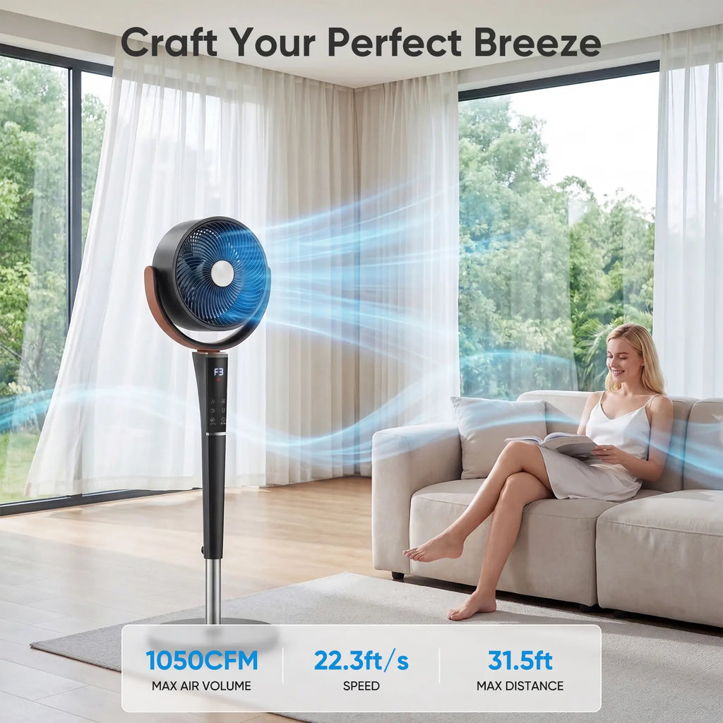 Quiet Adjustable Pedestal Fan with Remote 15 Speeds Oscillating Standing Fan for Bedroom and Home