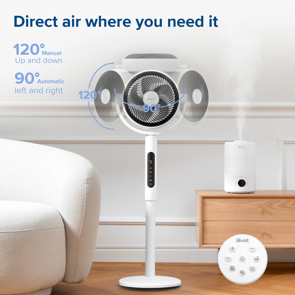 Corebreeze R432 Standing Oscillating Fan for Home, Circulator with Remote, 82ft, 20dB, DC Motor, 9 Speeds, Sensor, Timer, Pedestal & Tabletop mode
