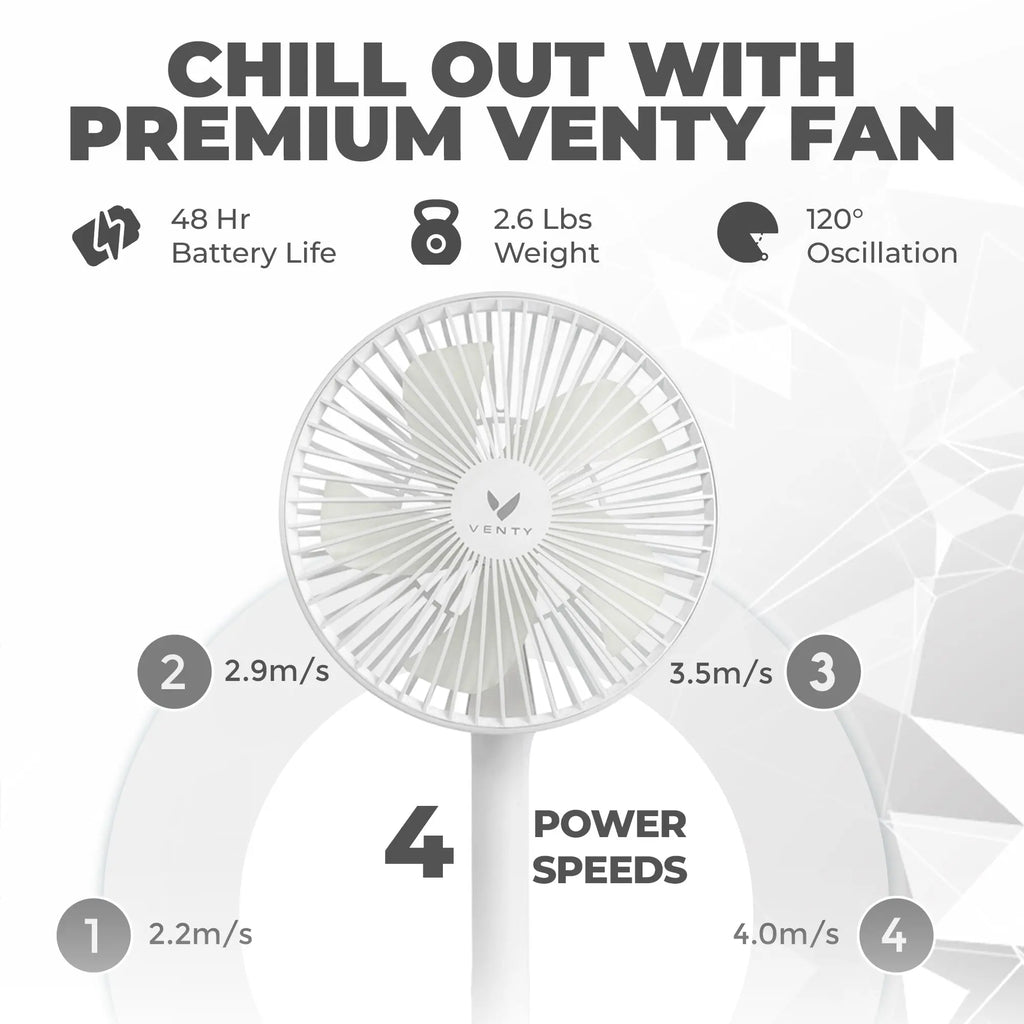 Venty Fan Portable Fan & Rechargeable - Your Ultimate Cool Companion