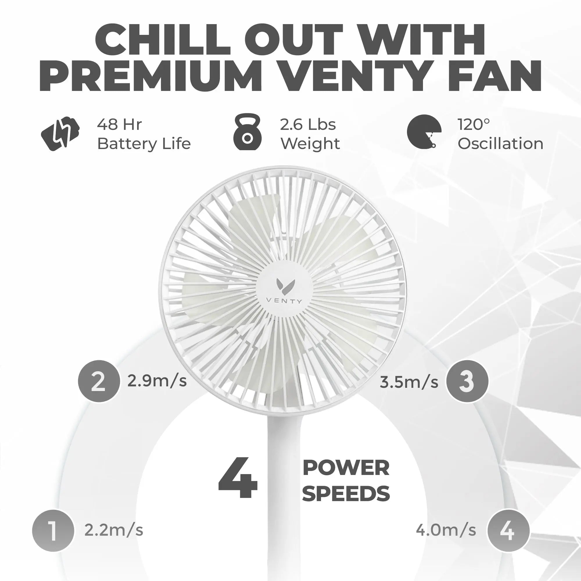 Venty Fan Portable Fan & Rechargeable - Your Ultimate Cool Companion