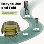 Heavy Duty Camp Chair with 2 Cup Holders & Side Pockets – Folds into Carry Bag
